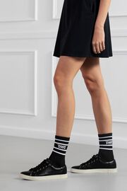 Women's Stripe Crew Socks Black